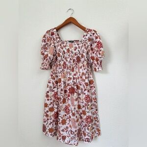 Ivy Street White & Brown Fall Floral Patterned Smocked Dress Women’s Size 1X